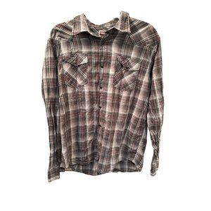 Wrangler Jean Co. Pearl Snap Long‎ Sleeve Shirt Plaid Mens Western Men’s Large